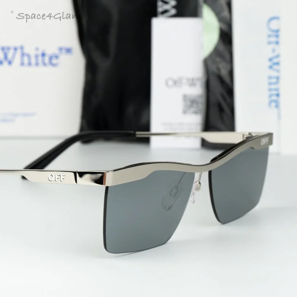 Off-White Men Sunglasses Silver Mirror Rectangle OERI095 RIMINI 7272 NEW
